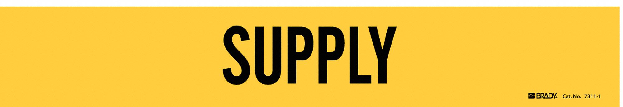 Pipe Marker: Supply, Yellow, Black, Fits 2 1/2 to 7 7/8 in Pipe O.D., 1 Pipe Markers, Without Arrows