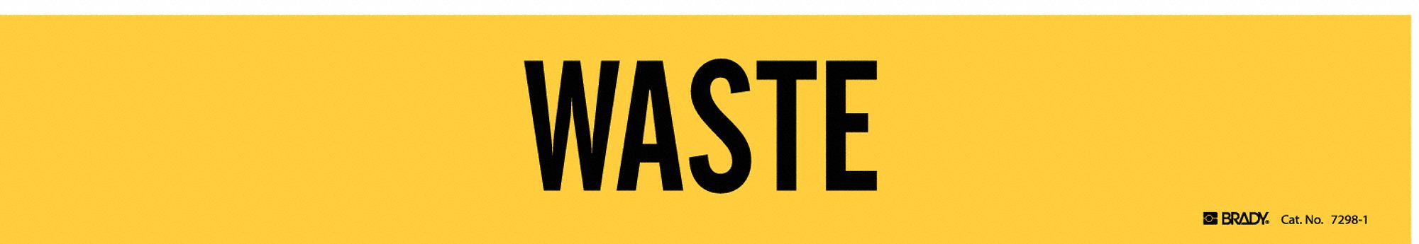 Pipe Marker: Waste, Yellow, Black, Fits 2 1/2 to 7 7/8 in Pipe O.D., 1 Pipe Markers, Without Arrows