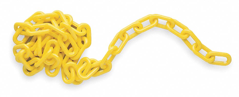 Plastic Chain, 2 in x 100 ft, Yellow 33L678