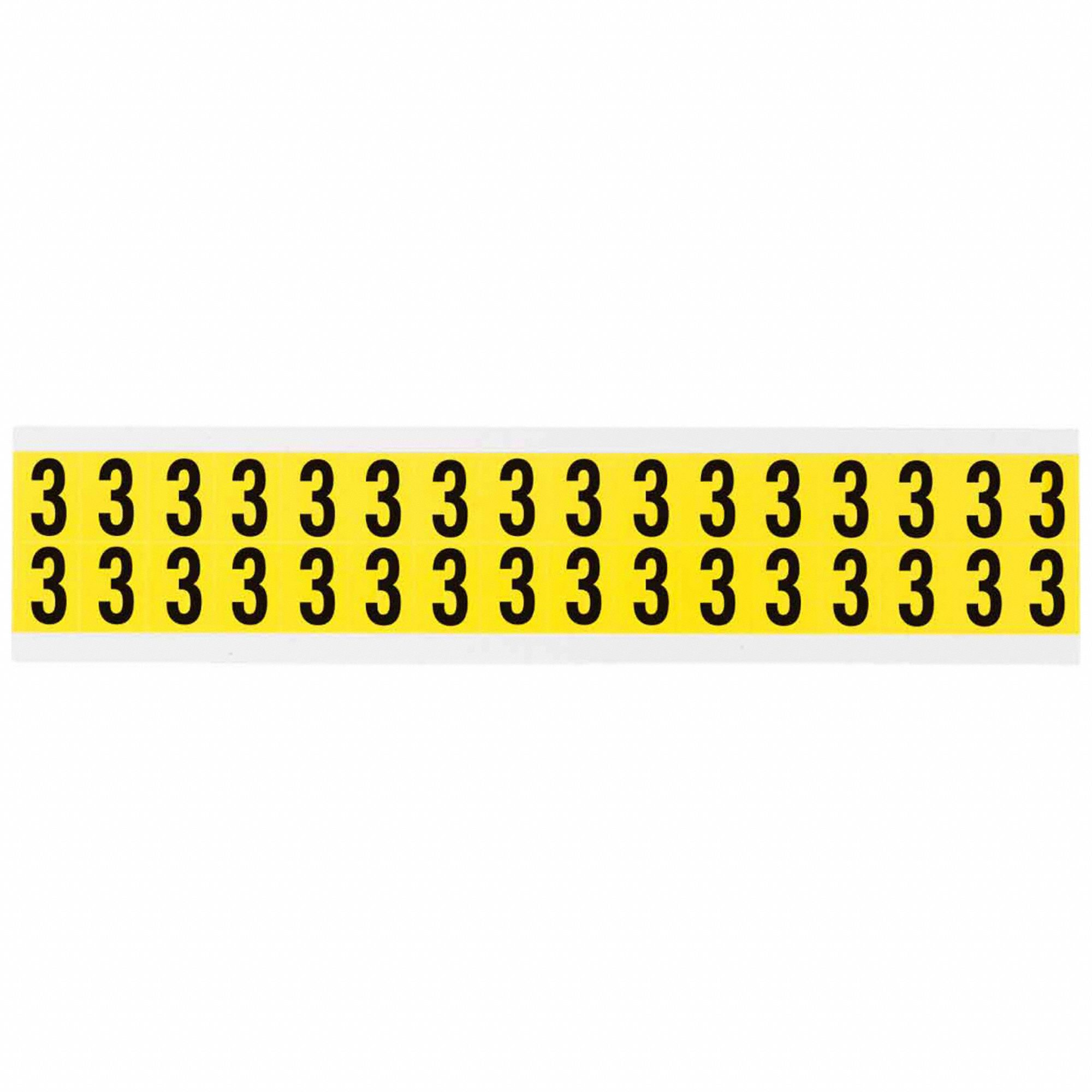 Number Label: 5/8 in Character Ht, Indoor Only, Non-Reflective, Gothic, Black, 3, Die Cut, Uppercase