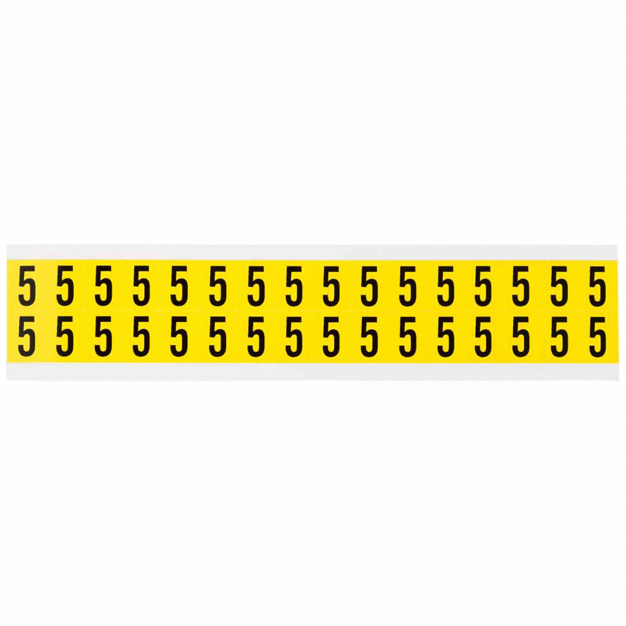 Number Label: 5/8 in Character Ht, Indoor Only, Non-Reflective, Gothic, Black, 5, Die Cut, Uppercase