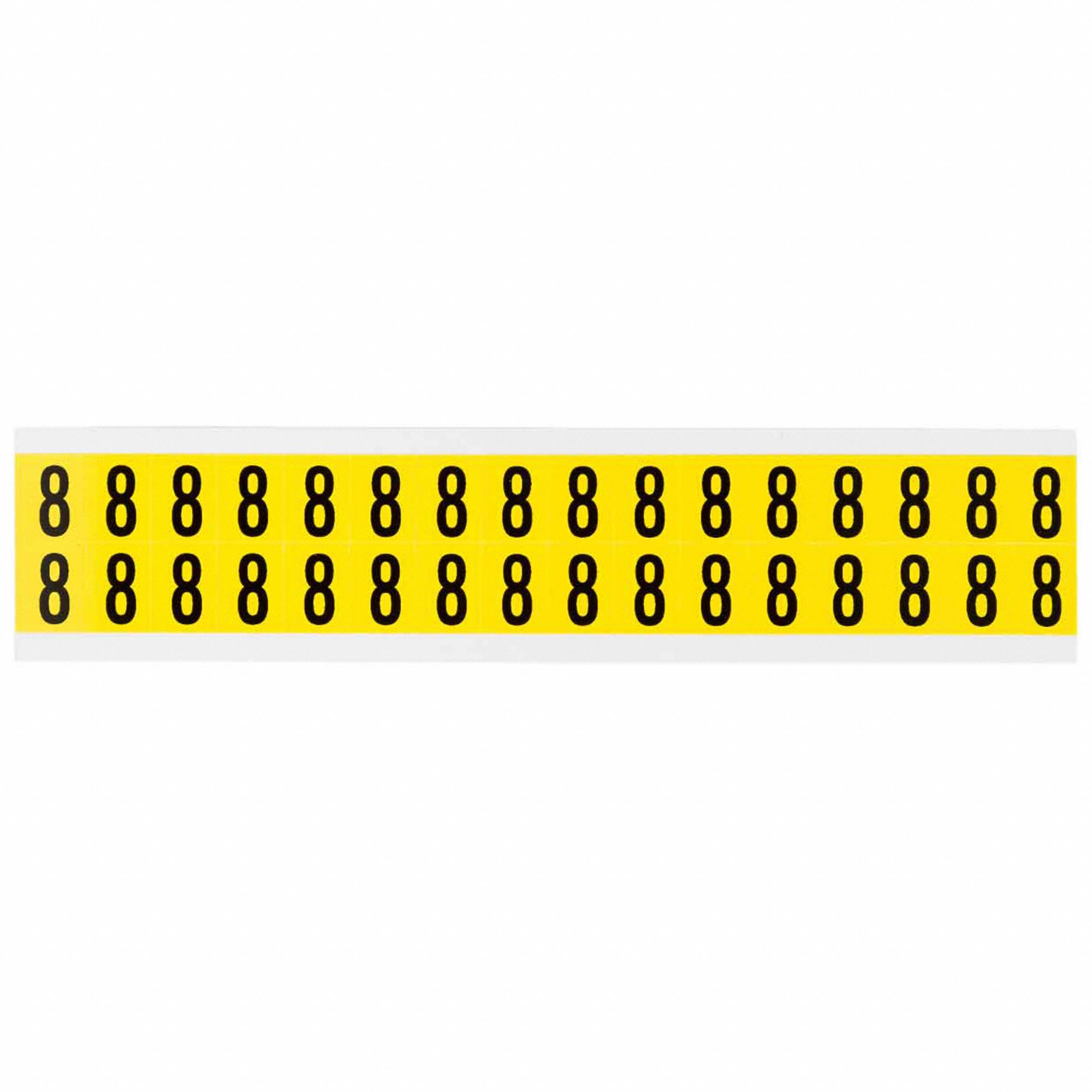 Number Label: 5/8 in Character Ht, Indoor Only, Non-Reflective, Gothic, Black, 8, Die Cut, Uppercase