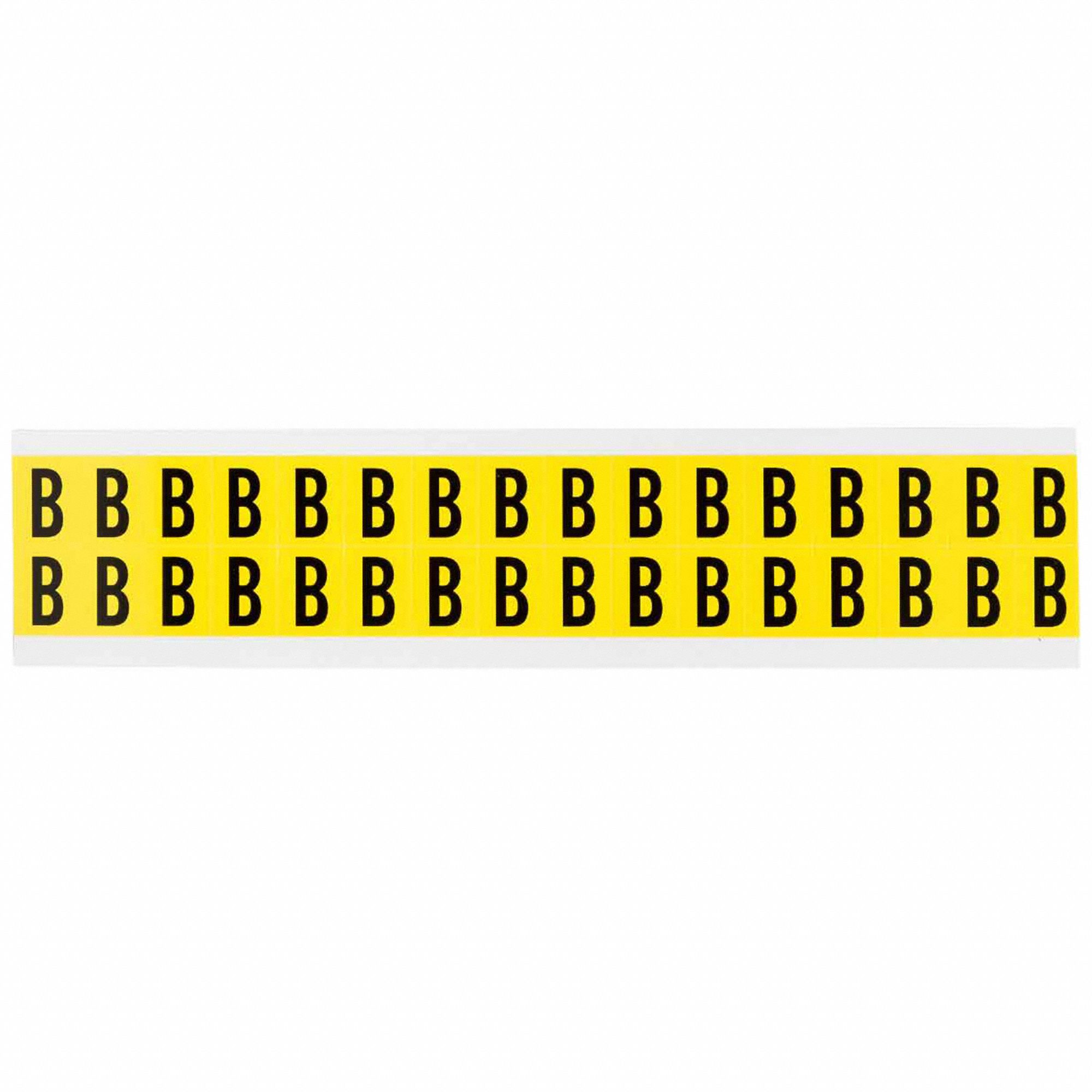 Letter Label: 5/8 in Character Ht, Indoor Only, Non-Reflective, Gothic, Black, B, Die Cut, 32 PK