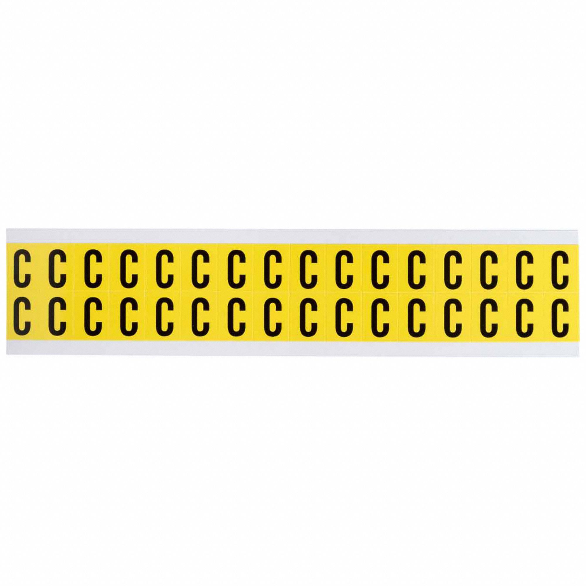 Letter Label: 5/8 in Character Ht, Indoor Only, Non-Reflective, Gothic, Black, C, Die Cut, 32 PK