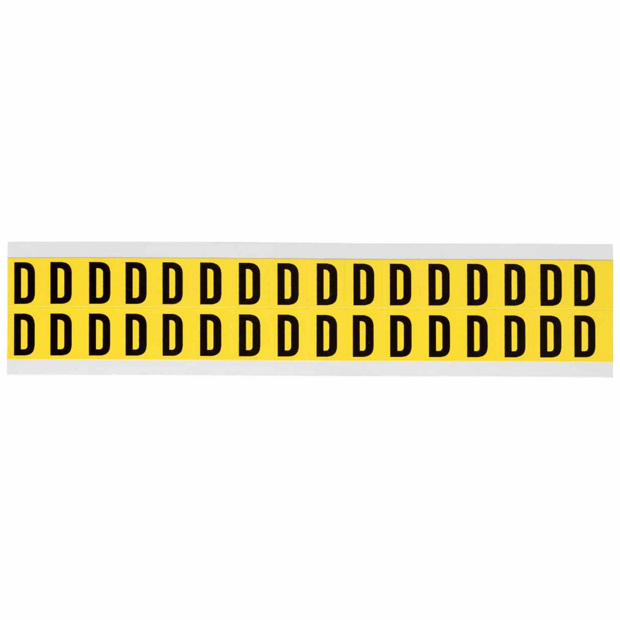 Letter Label: 5/8 in Character Ht, Indoor Only, Non-Reflective, Gothic, Black, D, Die Cut, 32 PK