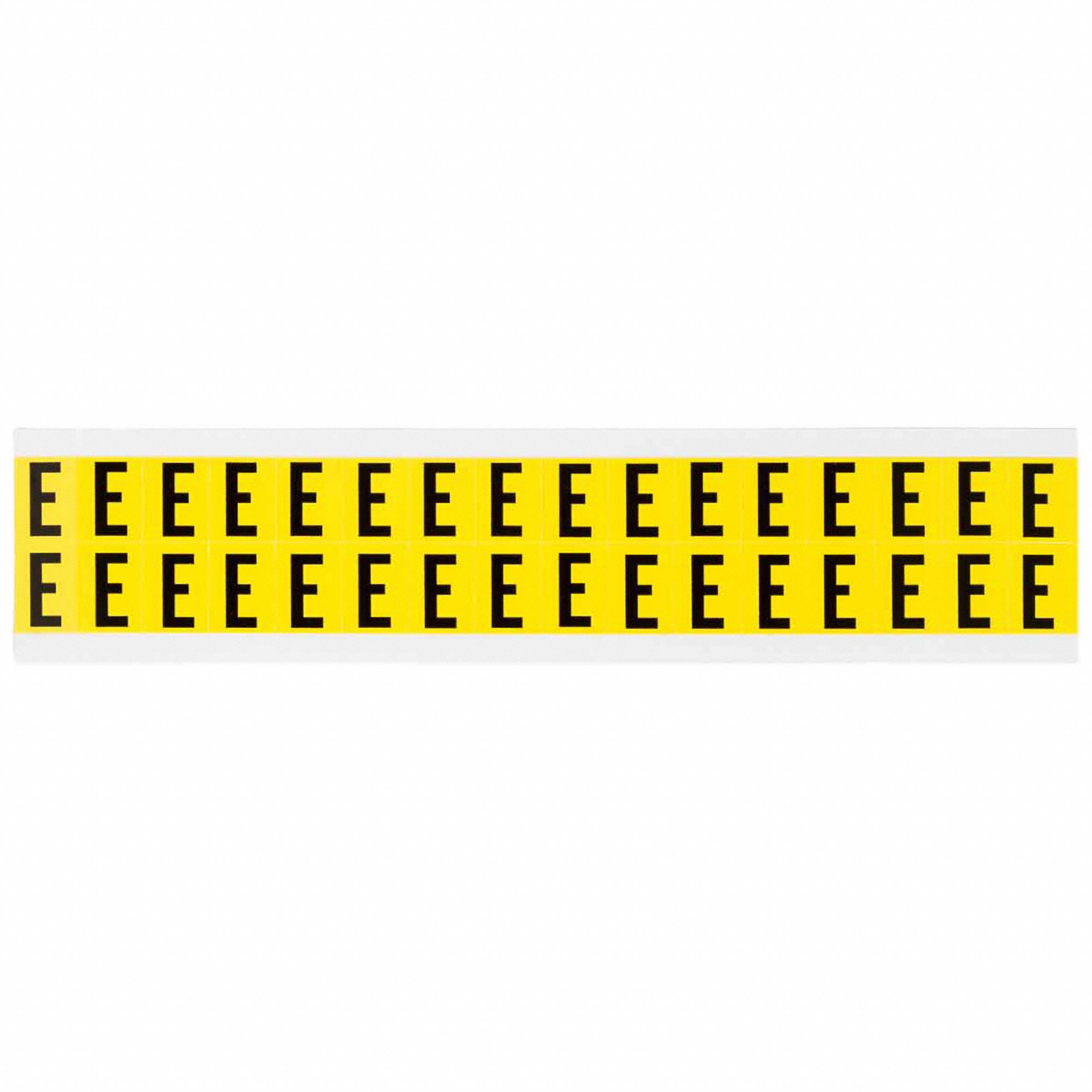 Letter Label: 5/8 in Character Ht, Indoor Only, Non-Reflective, Gothic, Black, E, Die Cut, 32 PK