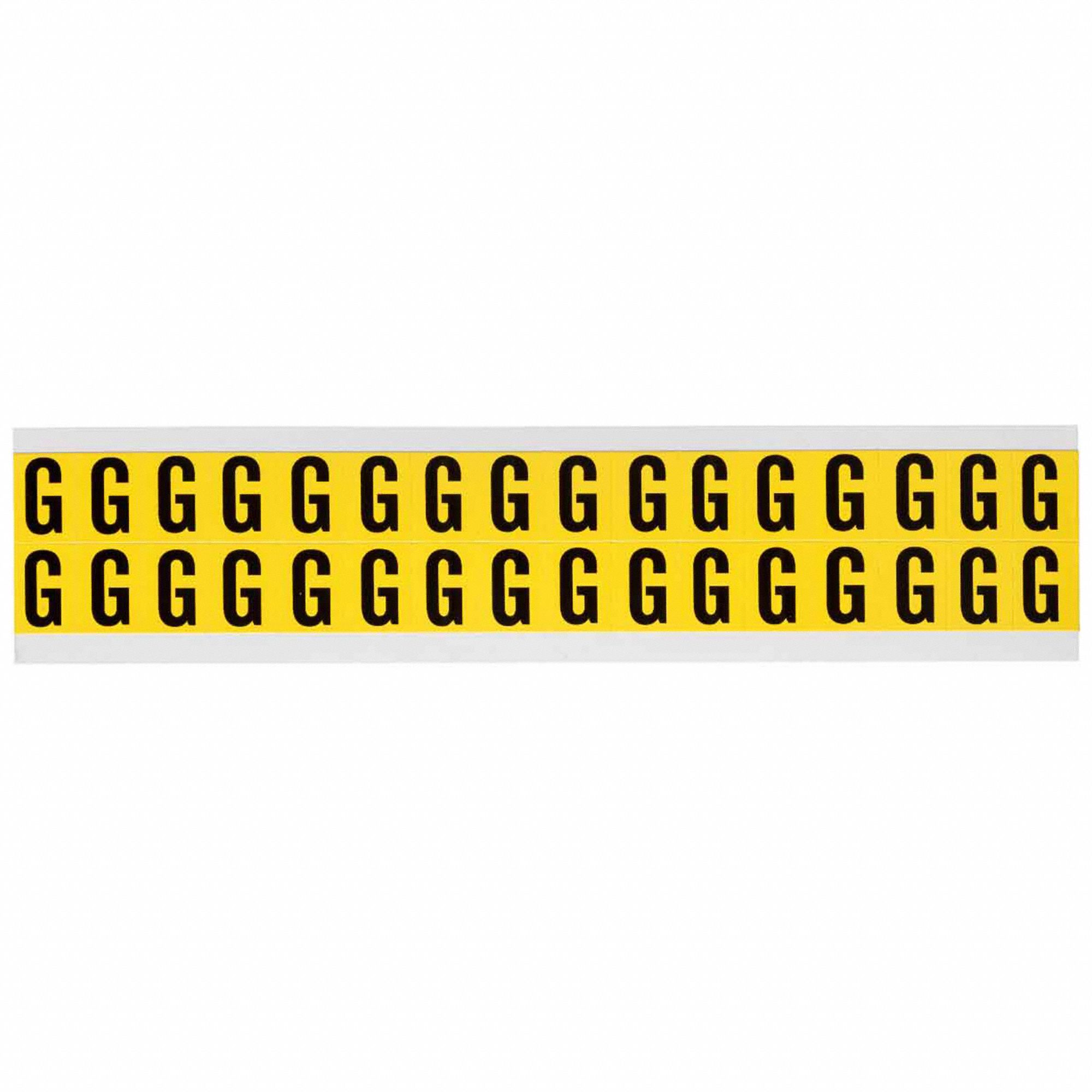 Letter Label: 5/8 in Character Ht, Indoor Only, Non-Reflective, Gothic, Black, G, Die Cut, 32 PK