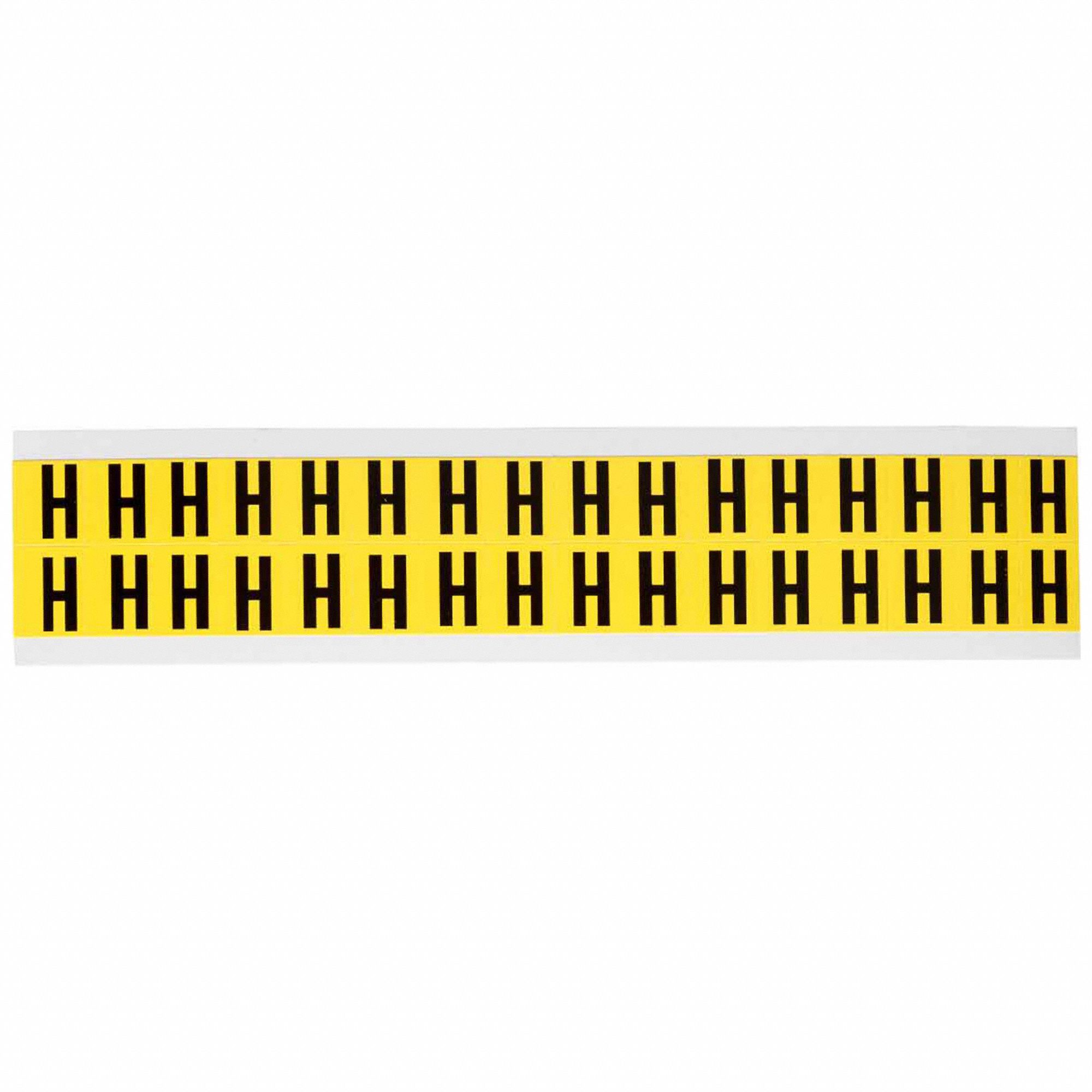 Letter Label: 5/8 in Character Ht, Indoor Only, Non-Reflective, Gothic, Black, H, Die Cut, 32 PK