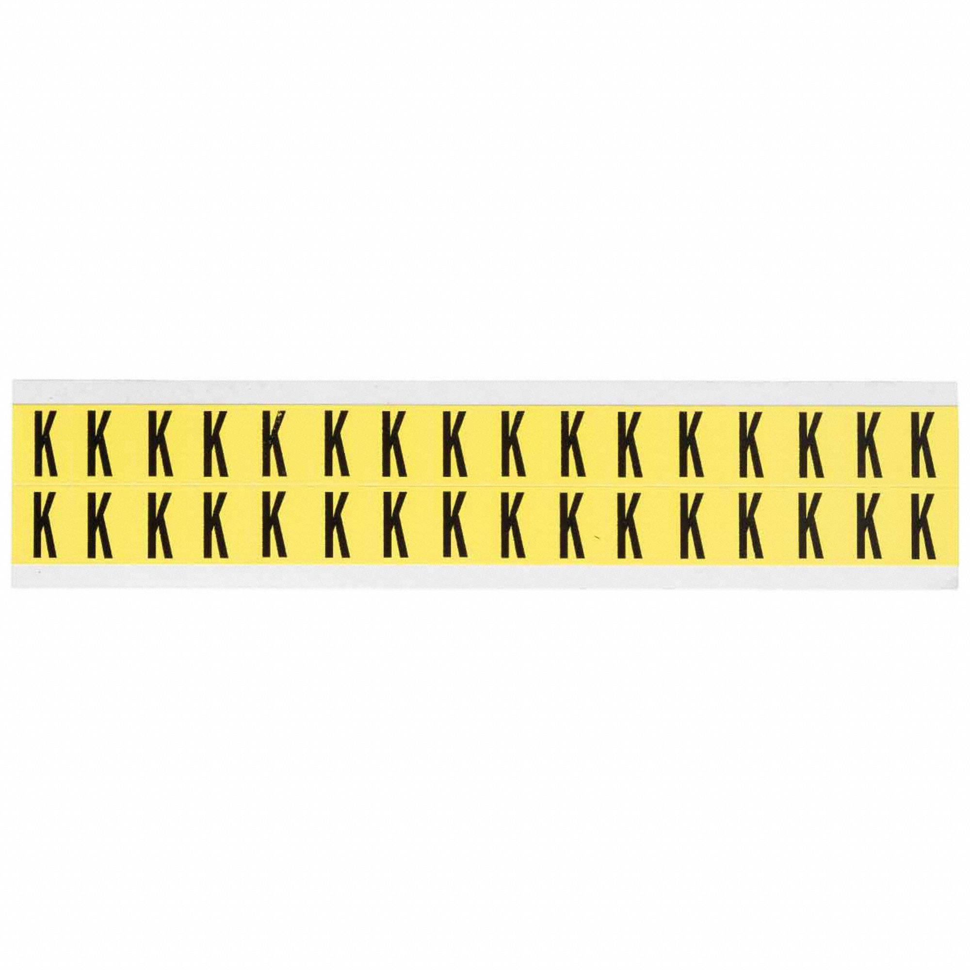 Letter Label: 5/8 in Character Ht, Indoor Only, Non-Reflective, Gothic, Black, K, Die Cut, 32 PK