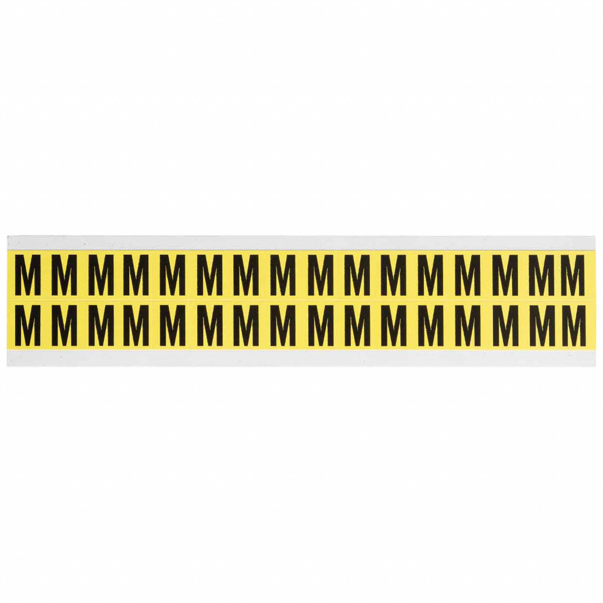 Letter Label: 5/8 in Character Ht, Indoor Only, Non-Reflective, Gothic, Black, M, Die Cut, 32 PK