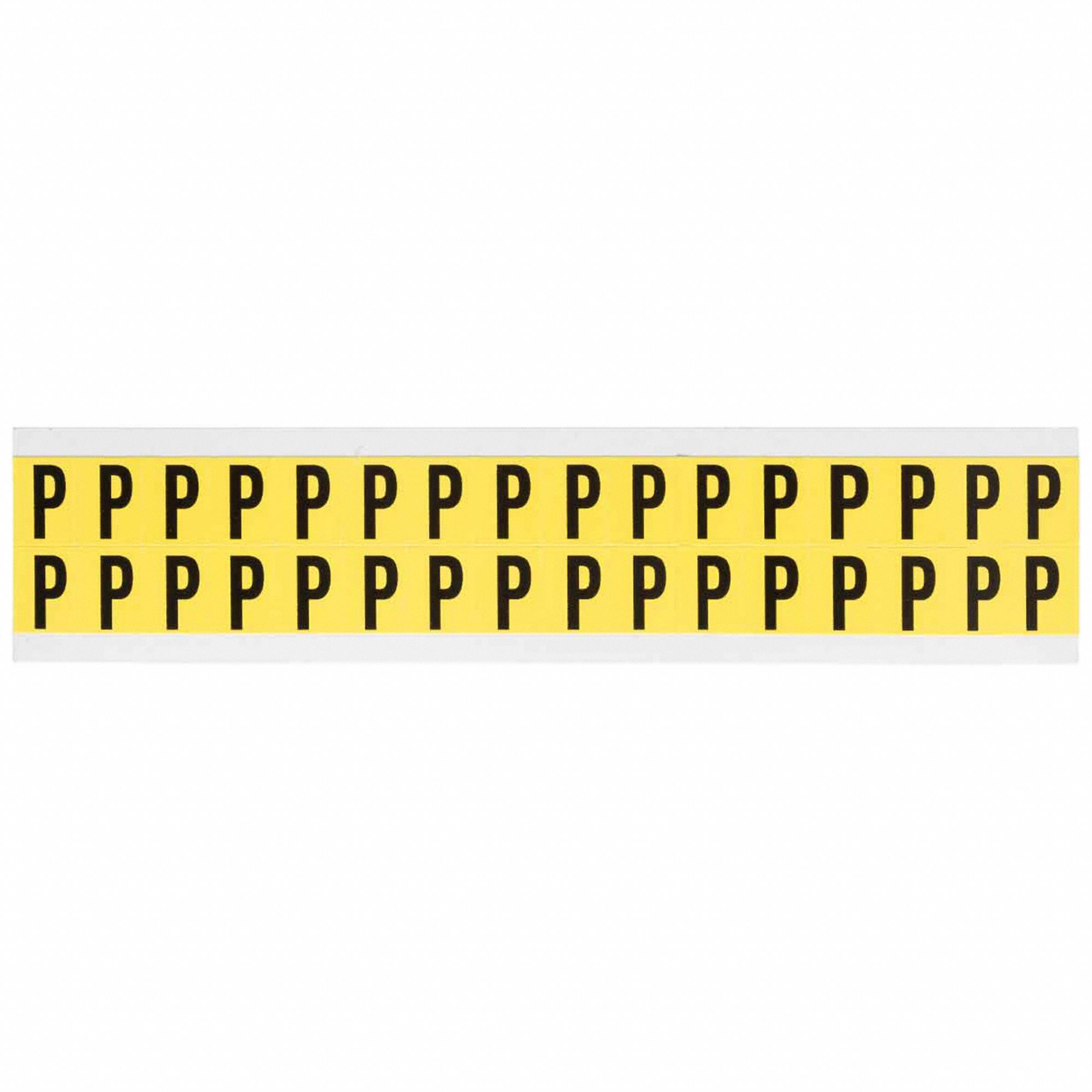 Letter Label: 5/8 in Character Ht, Indoor Only, Non-Reflective, Gothic, Black, P, Die Cut, 32 PK