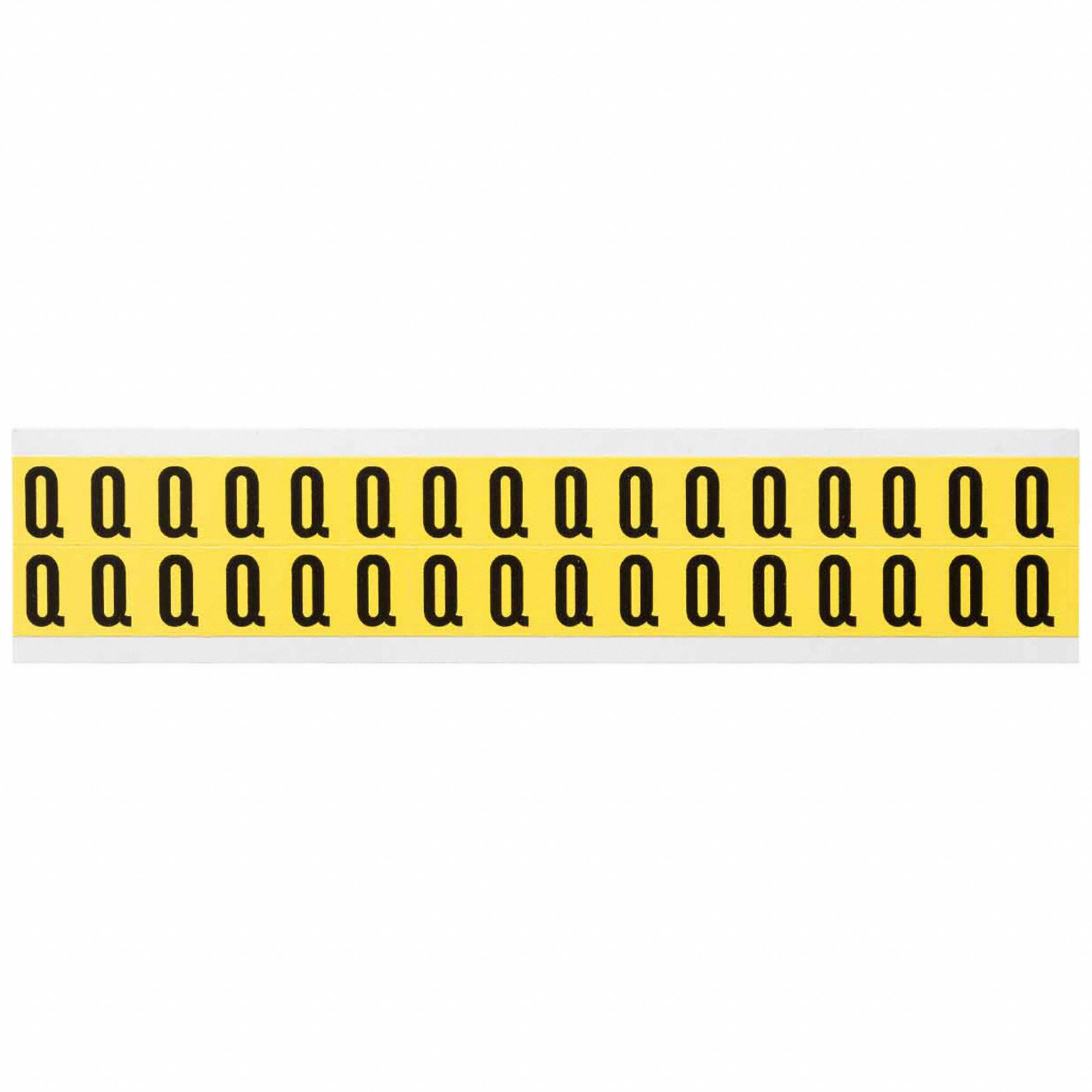 Letter Label: 5/8 in Character Ht, Indoor Only, Non-Reflective, Gothic, Black, Q, Die Cut, 32 PK