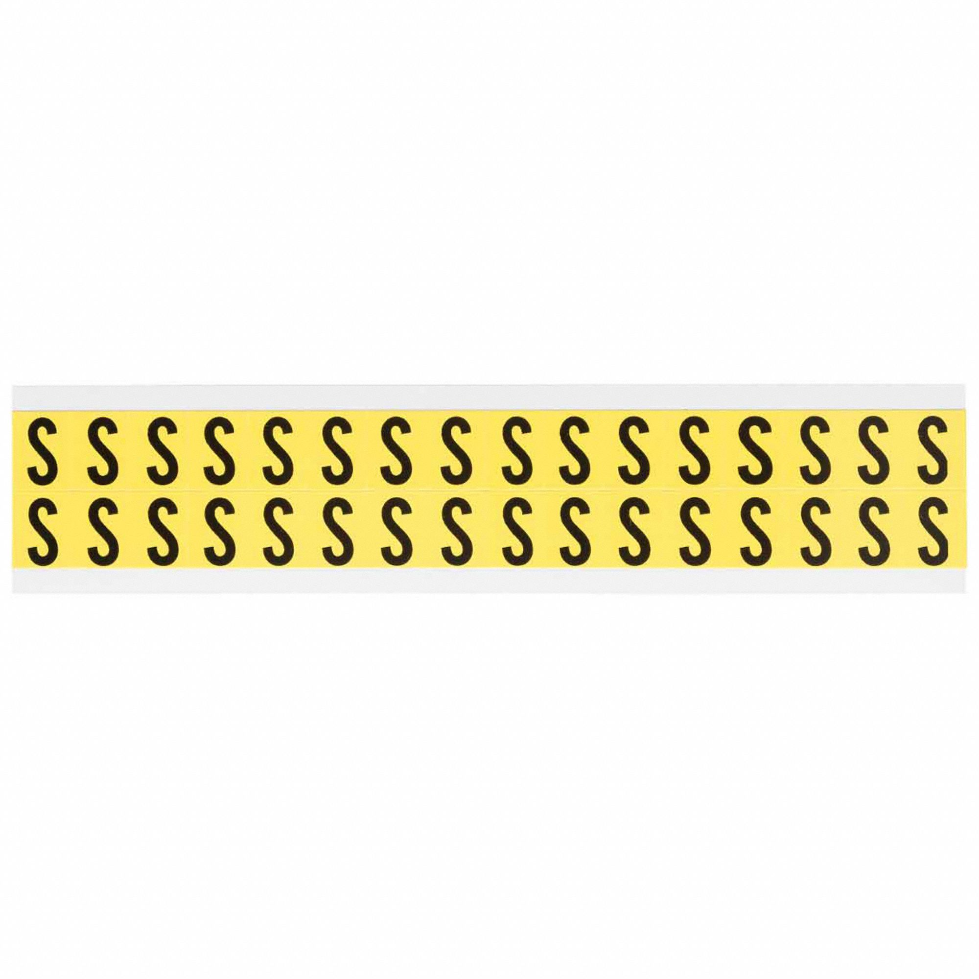 Letter Label: 5/8 in Character Ht, Indoor Only, Non-Reflective, Gothic, Black, S, Die Cut, 32 PK