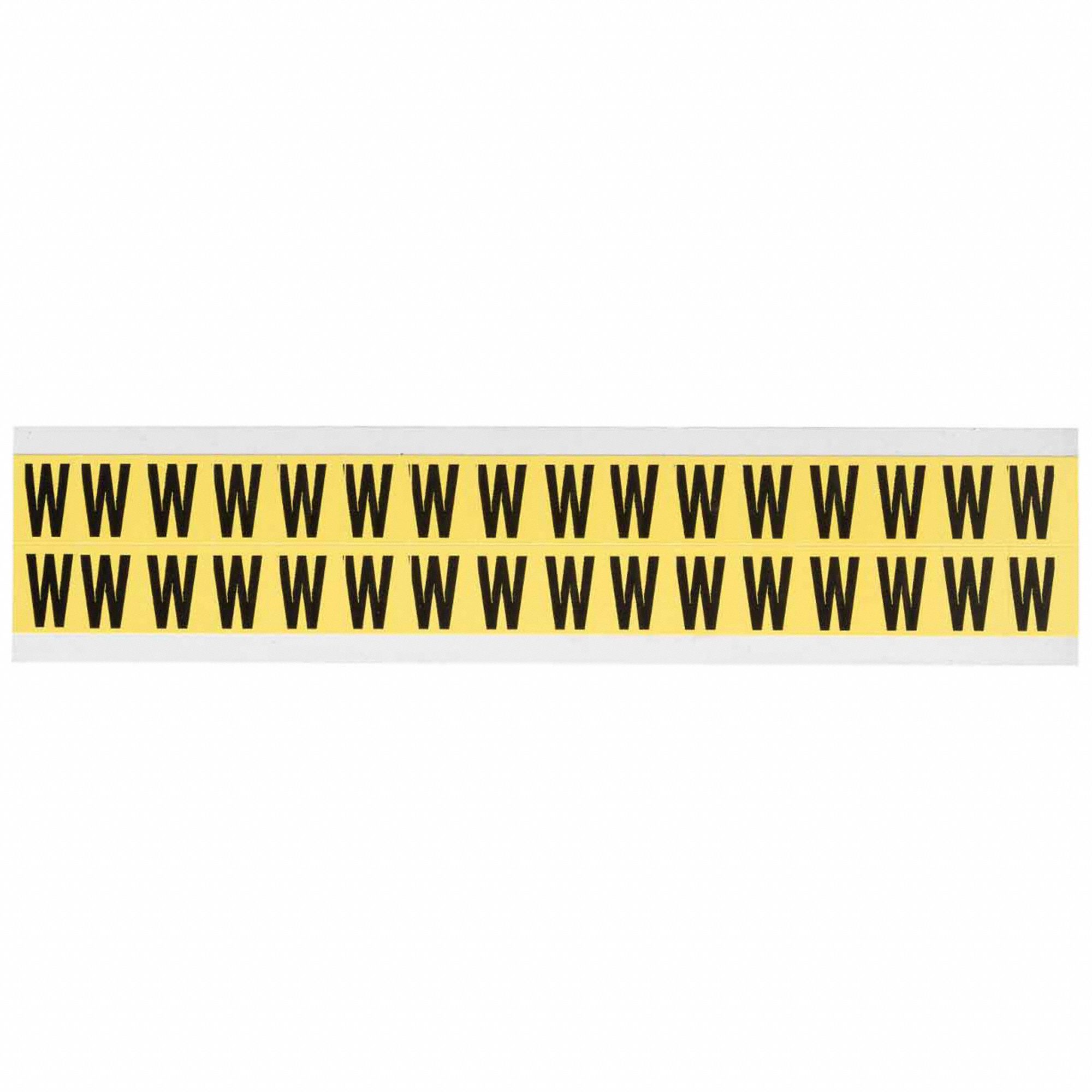 Letter Label: 5/8 in Character Ht, Indoor Only, Non-Reflective, Gothic, Black, W, Die Cut, 32 PK