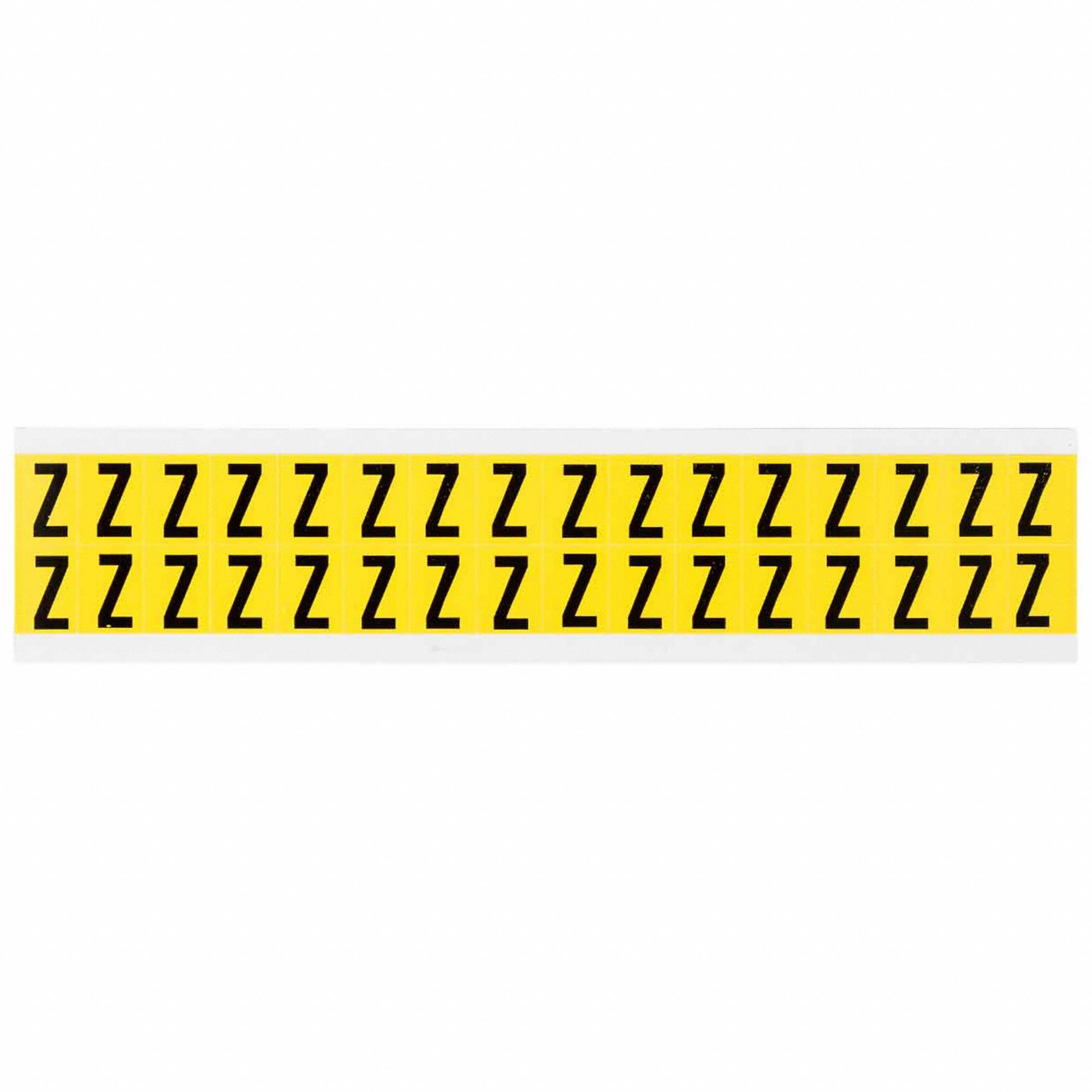 Letter Label: 5/8 in Character Ht, Indoor Only, Non-Reflective, Gothic, Black, Z, Die Cut, 32 PK