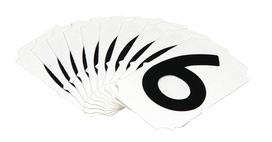 NumberLabel, Polyester, 2inH, 1-5/8inW, PK10