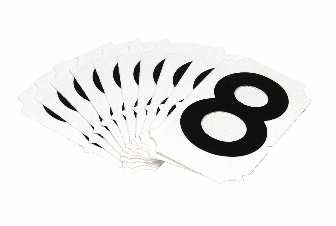 NumberLabel, Polyester, 2inH, 1-5/8inW, PK10