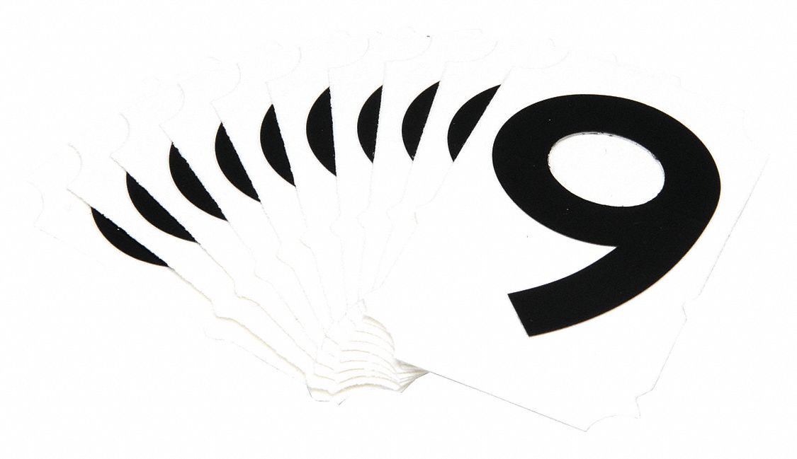 NumberLabel, Polyester, 2inH, 1-5/8inW, PK10