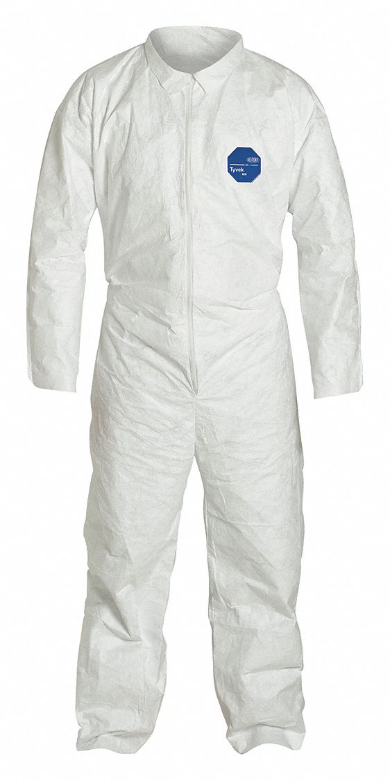 COLLARED DISPOSABLE COVERALLS, TYVEK 400, SERGED SEAM, WHITE, XL, 6 PK, WHITE