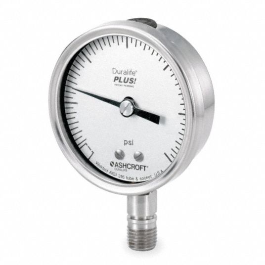 ASHCROFT Pressure Gauge, 0 to 5000 psi Range, 1/4 in MNPT, +/1.00
