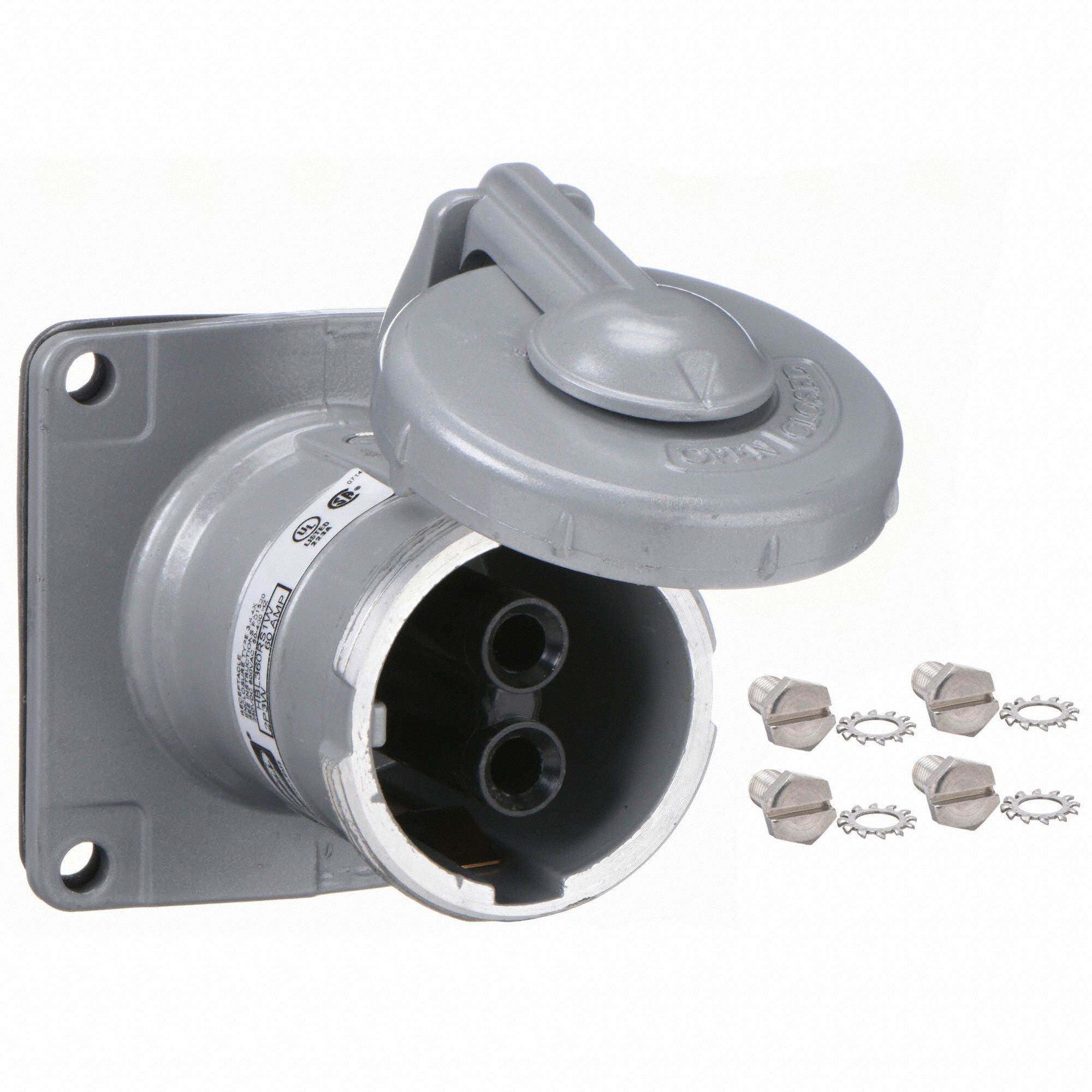 HUBBELL WIRING DEVICEKELLEMS Watertight Pin and Sleeve Receptacle 60 Amps Plugs and