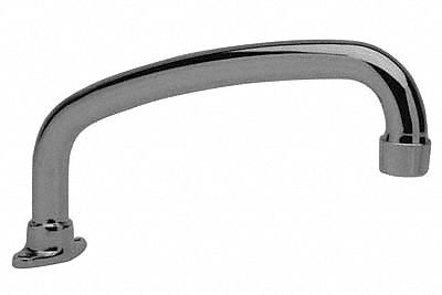 Spout: Spout, Double-Bend, Brass, Chrome, Aerated, NPT, (2) Mounting Bolts and Nuts