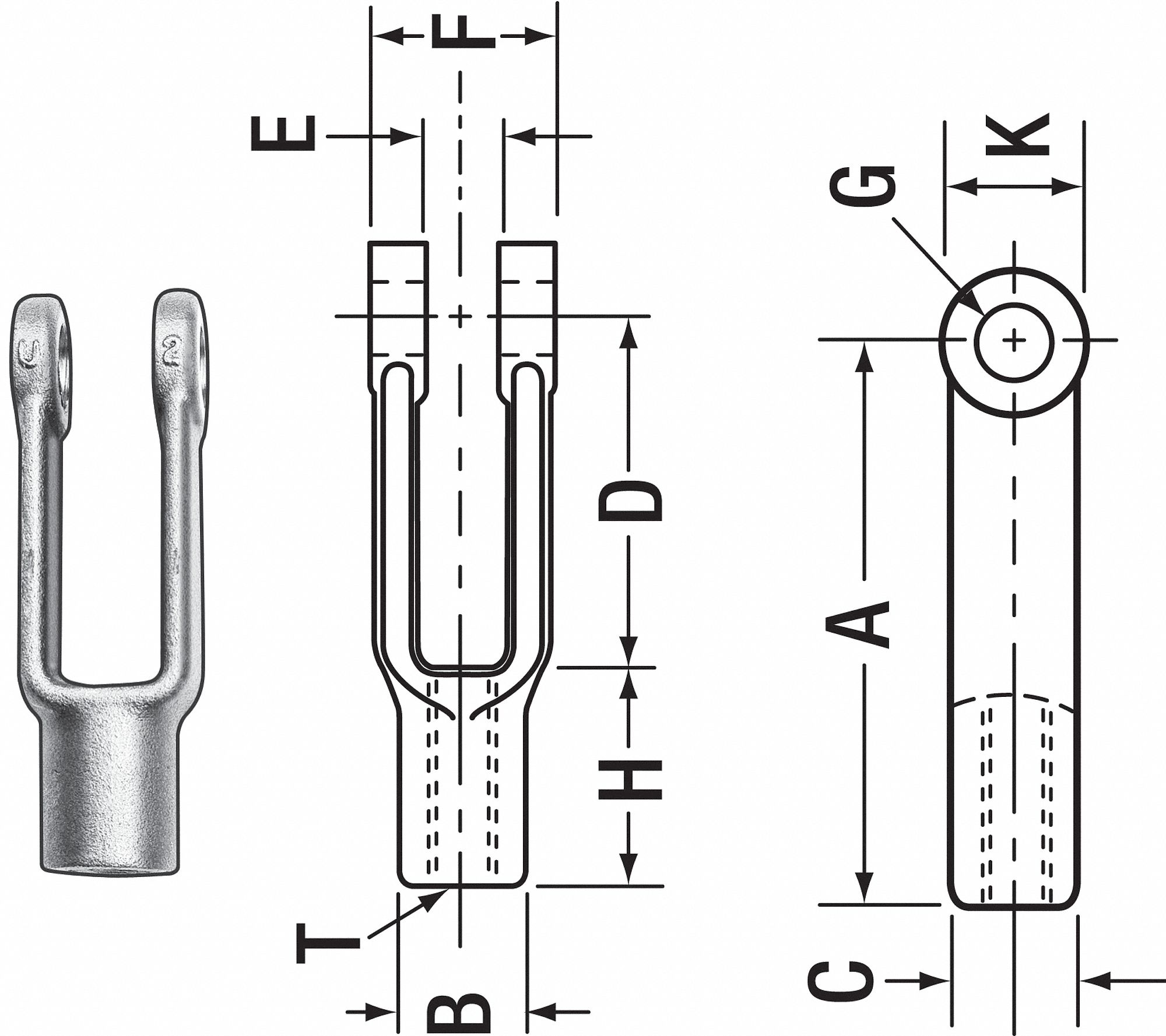 4TAF2 - Yoke End Adjustable Steel 1/2-20