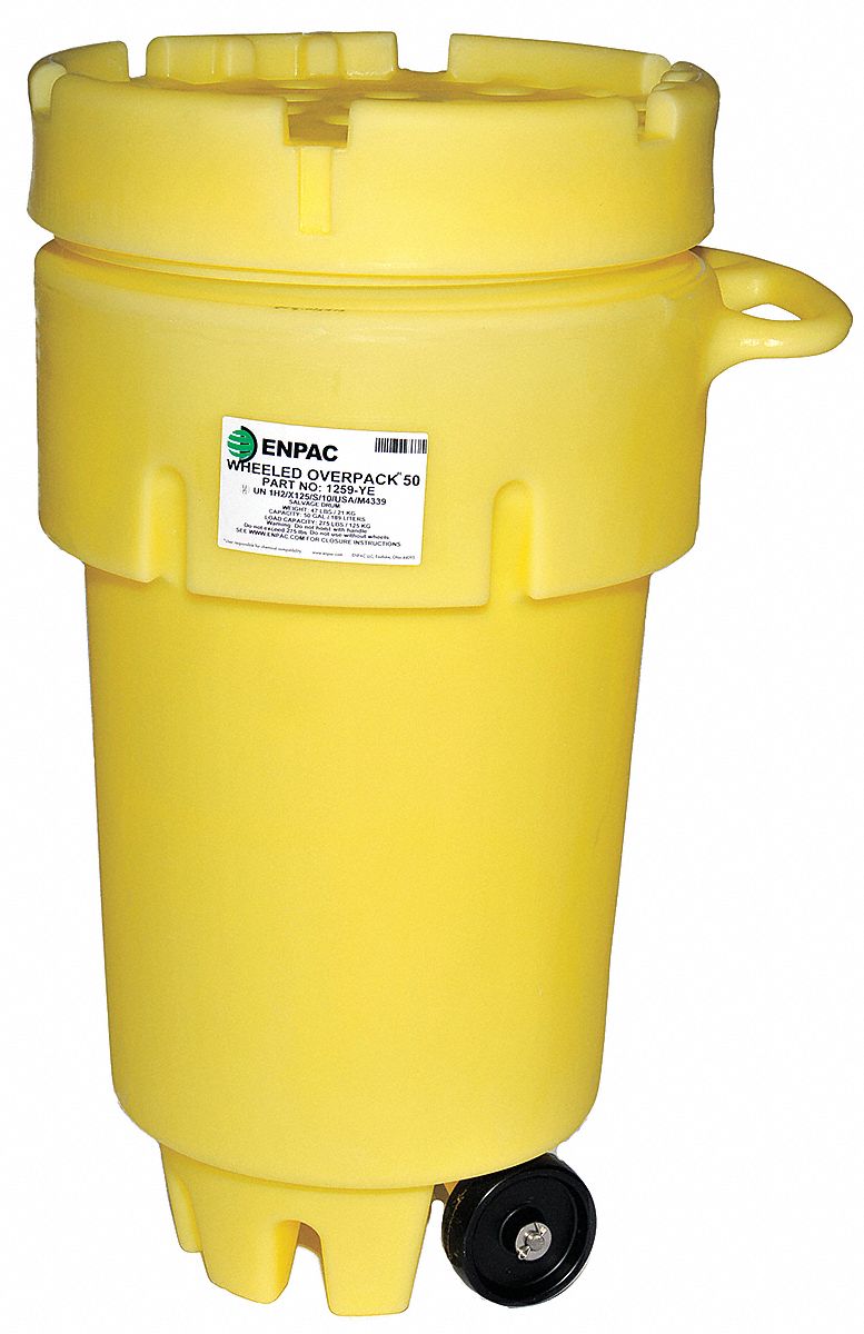 SALVAGE DRUM, POLYETHYLENE, 50 GAL, SCREW-ON LID, UNLINED/NO INTERIOR COATING, SALVAGE DRUM