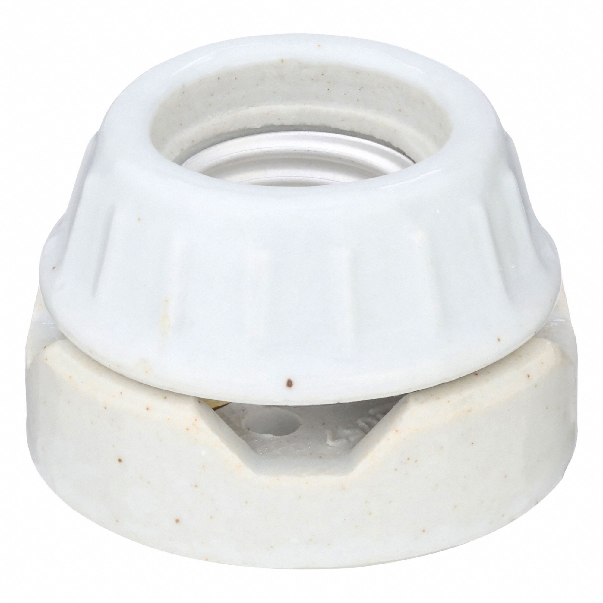 Socket Mount Base: 120/240V AC, 2 5/16 in Dia, Ceramic, Screw terminals, Beige