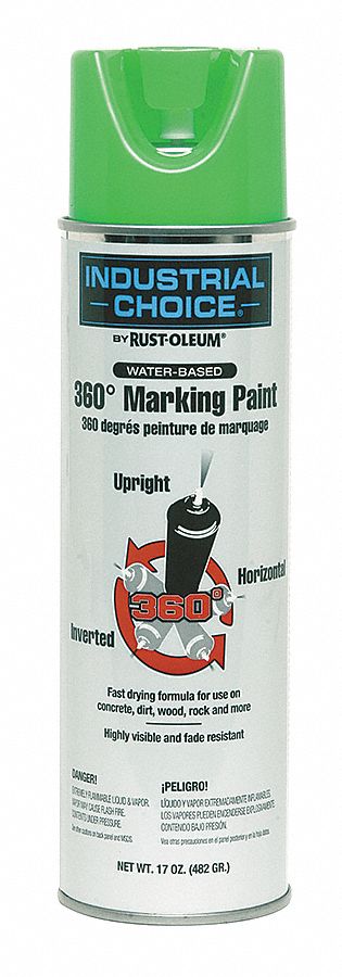 360 Degree Marking Paint: Inverted Paint Dispensing, Fluorescent Green, 17 oz