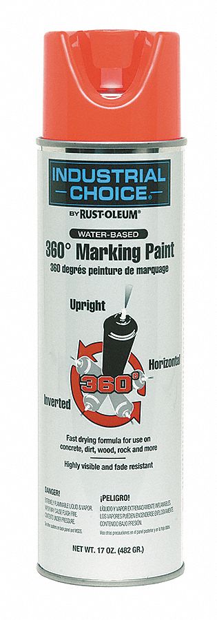 360 Degree Marking Paint: Inverted Paint Dispensing, Fluorescent Red, 17 oz