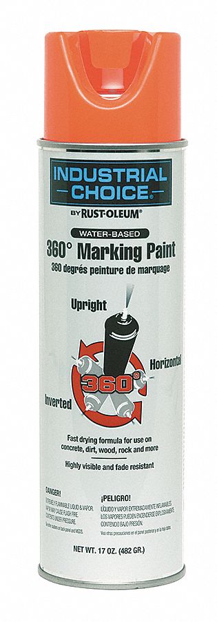360 Degree Marking Paint: Inverted Paint Dispensing, Fluorescent Orange, 17 oz
