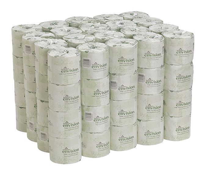 Toilet Paper Roll: 1 Ply, 1, 210 Sheets, 403 ft Roll Lg, 4 3/4 in Roll Dia., 80 PK