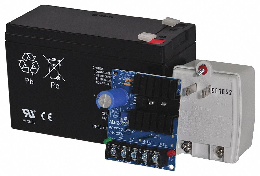 Power Supply 6/12/24 VDC @ 1.2A Kit W/7A Battery: Power Supply, 115V AC