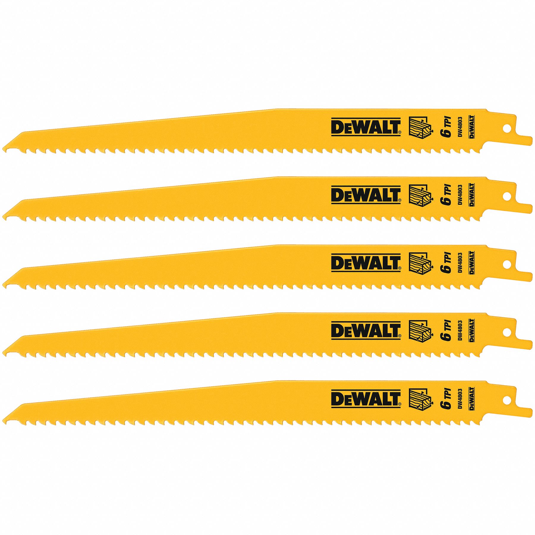 DEWALT Reciprocating Saw Blade 6 Teeth per Inch 9 in Blade Lg 3 4 in Ht Tapered Back 5 PK