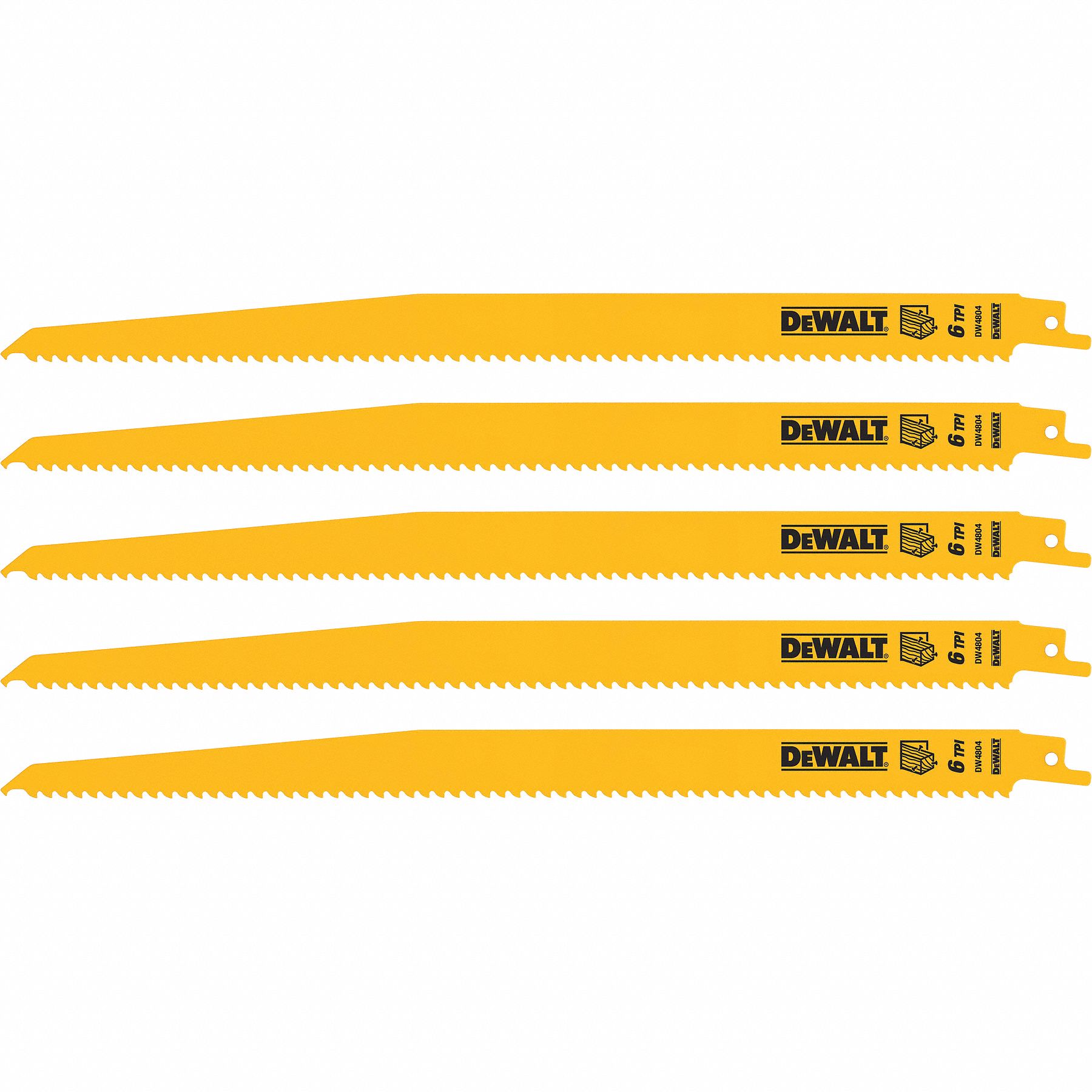 LAME DE SCIE ALTERNATIVE, BIMÉTAL, 12X¾ PO, 6 DENTS/PO, DENT RABOTANTE, PR BOIS, 5/PQT