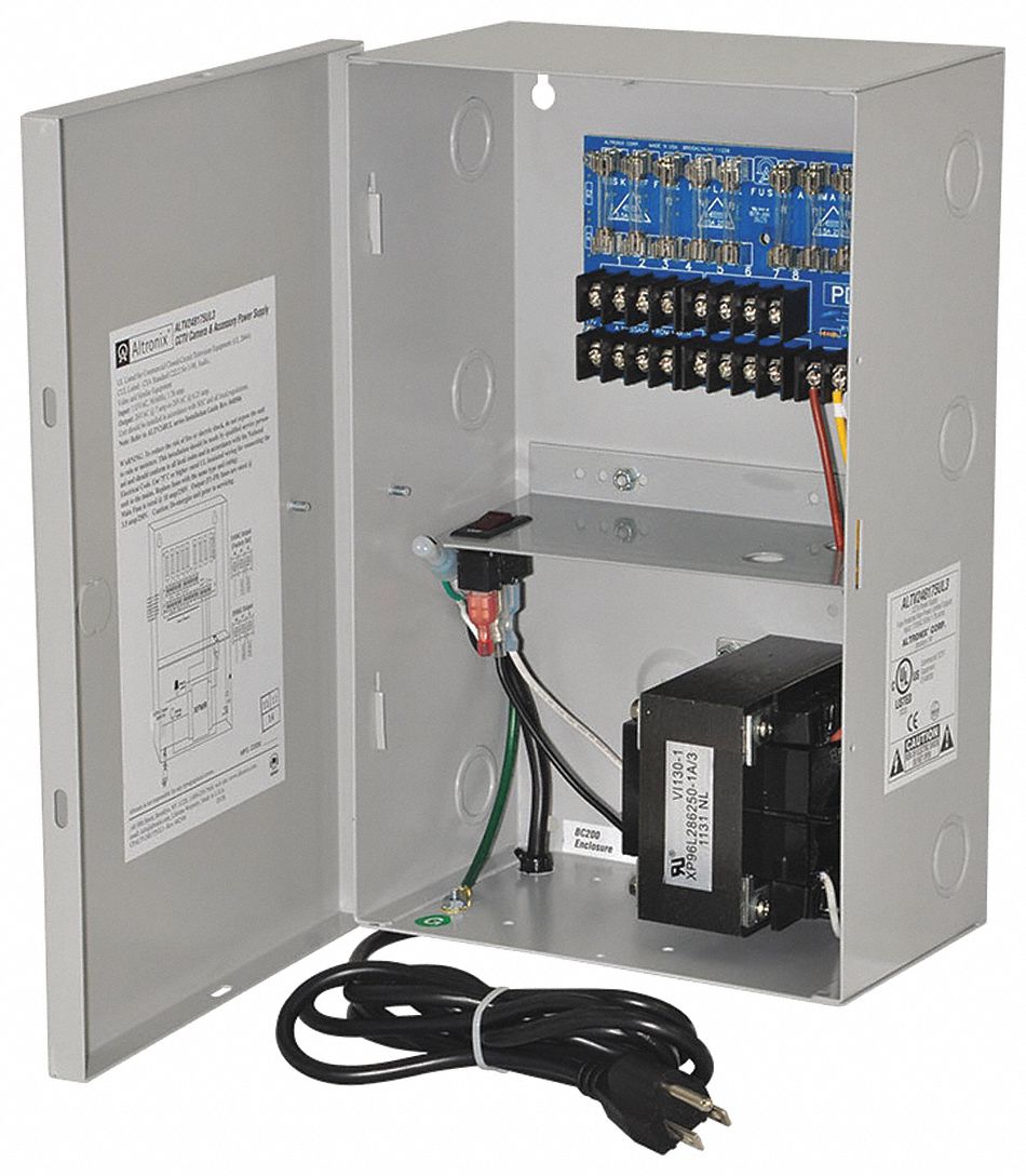ALTRONIX, 115V AC, Power Supply 8Fuse 24Vac 7A Line Cord 4TFD4