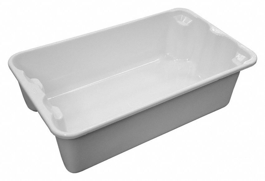 Stacking and Nesting Tote: 3.7 gal, 17 7/8 in x 10 5/8 in x 5 in, -60°F to 250°F