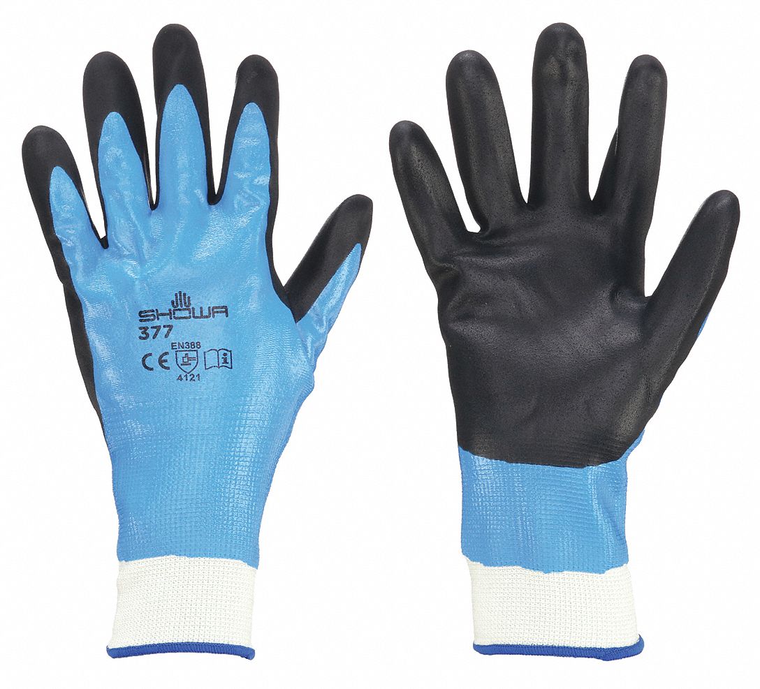 COATED GLOVES, XL (9), SANDY, FOAM NITRILE, DOUBLE DIPPED, ANSI ABRASION LEVEL 6