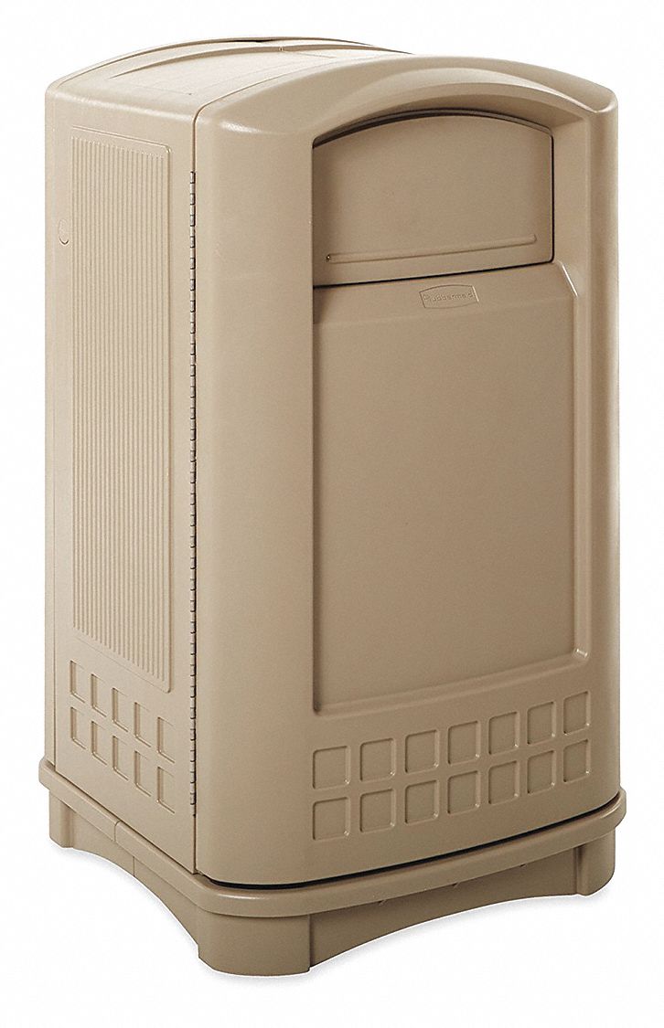 POUBELLE,50 GAL,BEIGE,PEHD