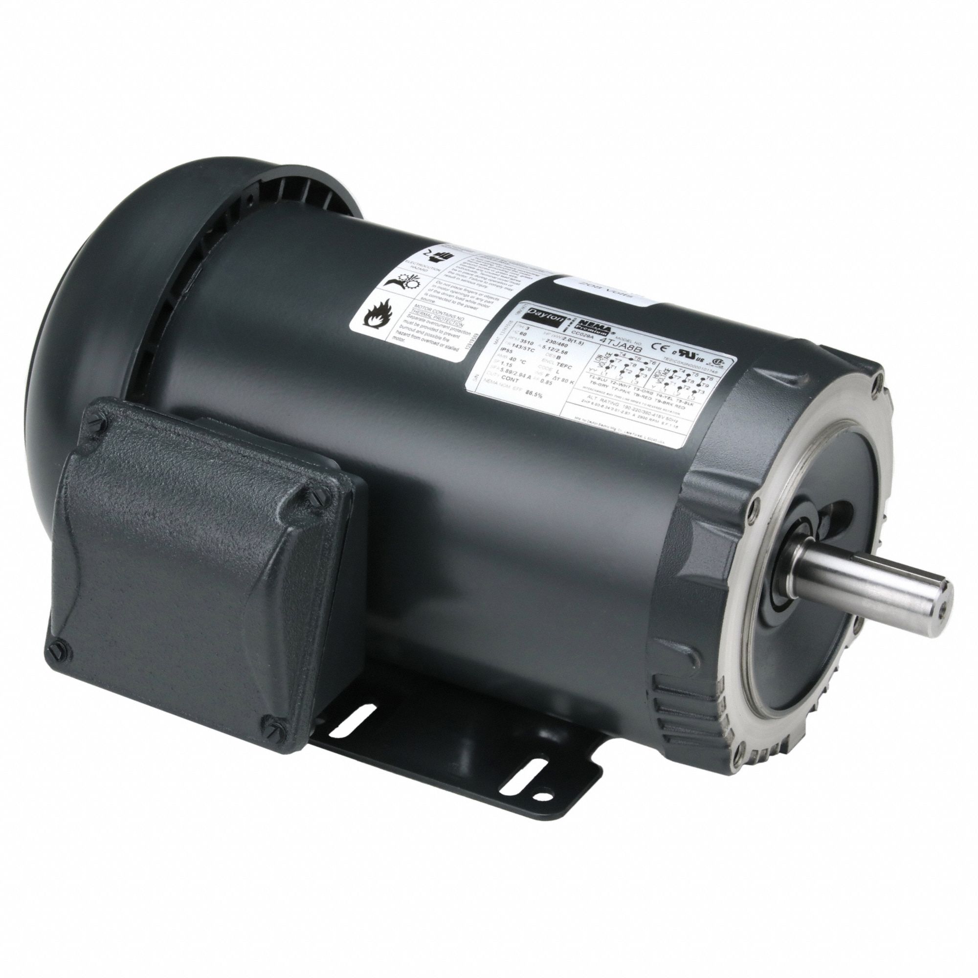General Purpose Motor: Totally Enclosed Fan Cooled, C-Face/Rigid Base Mount, 2 HP