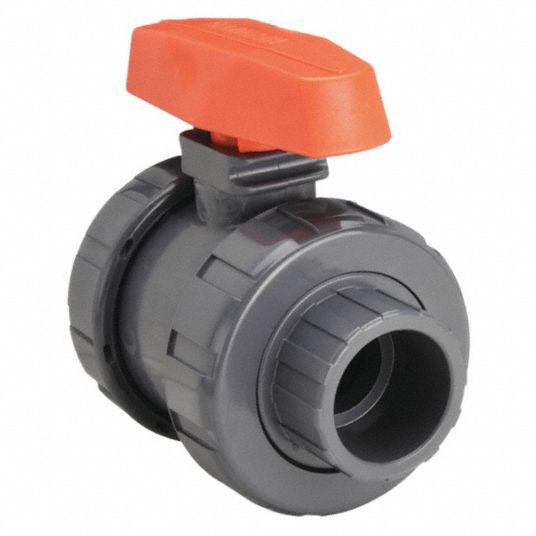 Ball Valve, PVC, Inline True Union, 2-Piece, Pipe Size 3/4 in