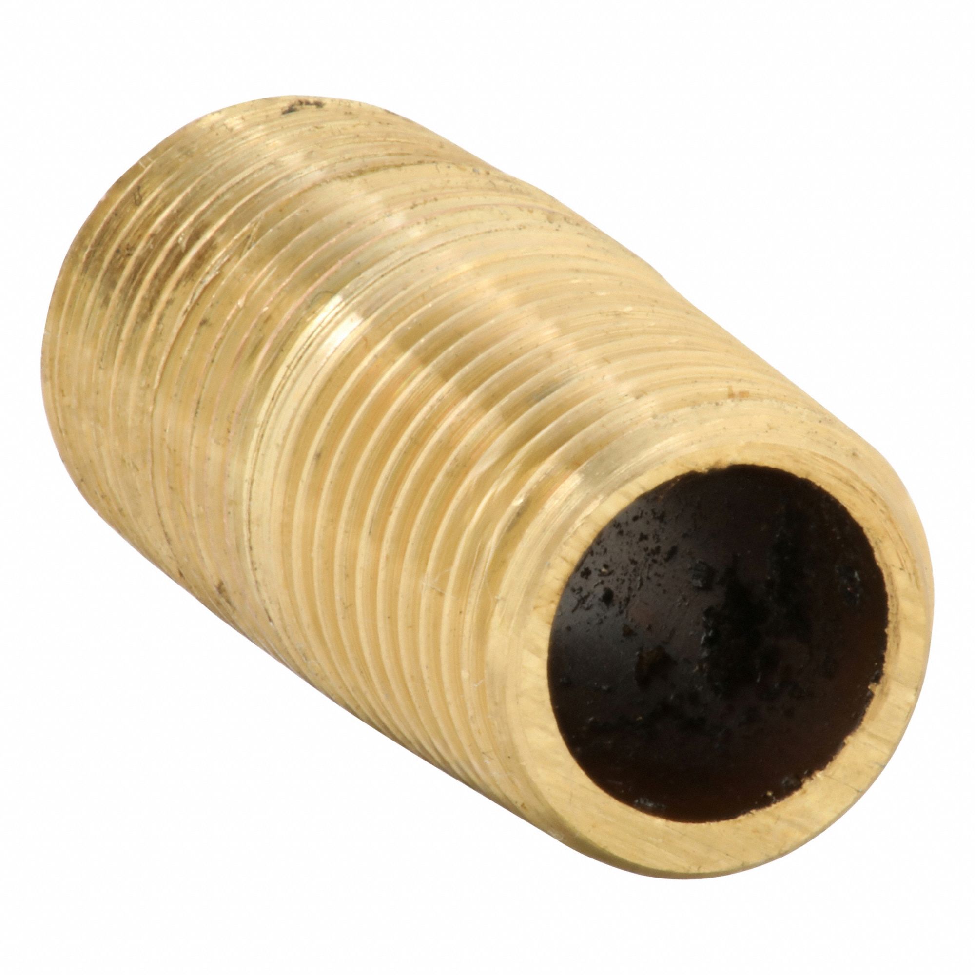 Nipple: Red Brass, 1/8 in Nominal Pipe Size, 3/4 in Overall Lg, Fully Threaded, Schedule 40