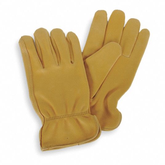 Condor Leather Gloves Xl 10 Cowhide Std Glove Full Finger Shirred Slip On Cuff Pr 1 Pr 4tjv6 4tjv6 Grainger