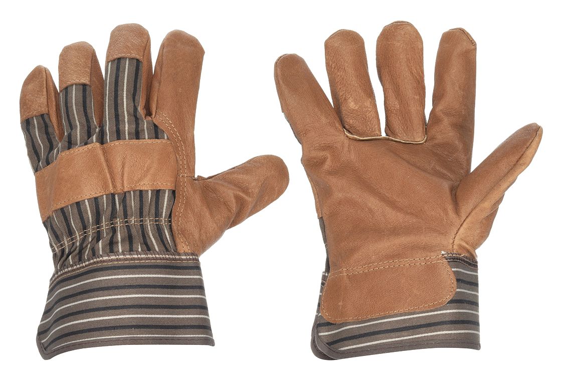LEATHER GLOVES, XL (10), COWHIDE, FULL FINGER, SAFETY CUFF, WING THUMB
