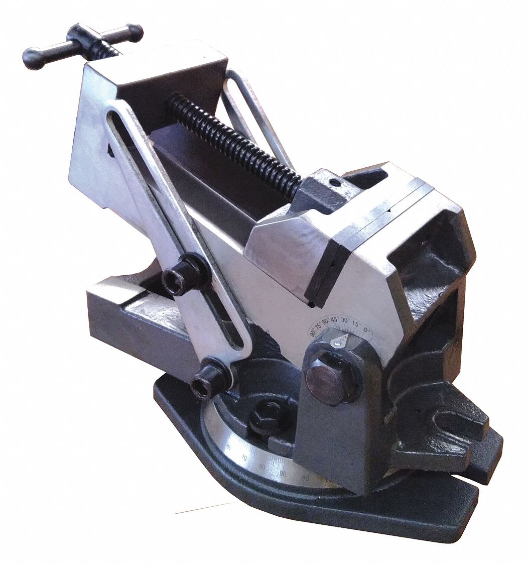 DAYTON Machine Vise, Angle, Angle Base, 4 in Jaw Opening (In.), 4 in