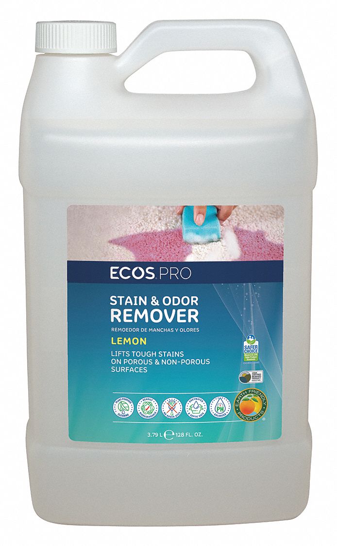 ECOS PRO Stain Remover and Deodorizer Jug, 1 gal, Liquid, Lemon
