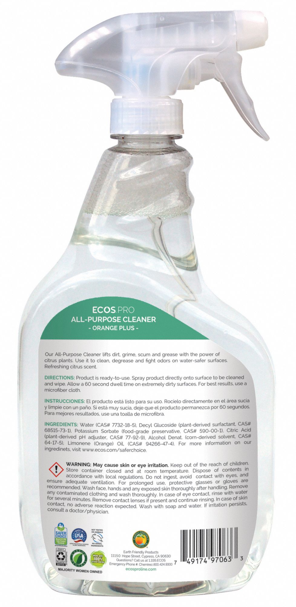 ECOS PRO All Purpose Cleaner Trigger Spray Bottle, 32 oz Container