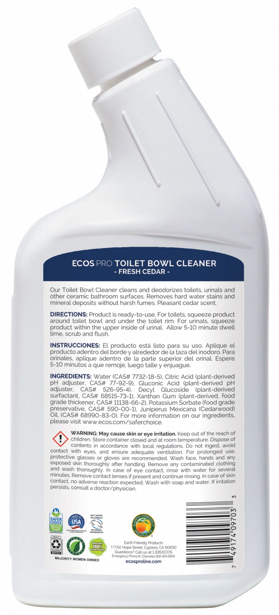 ECOS PRO Toilet Bowl Cleaner, 24 oz., Cedar 4TKD6PL9703/6 Grainger