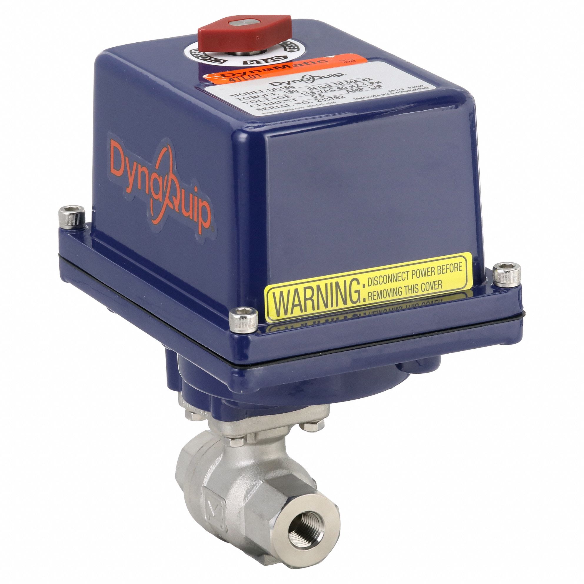 Electrically Actuated Two-Way Ball Valve: 1/4 in, Stainless Steel, 115V AC